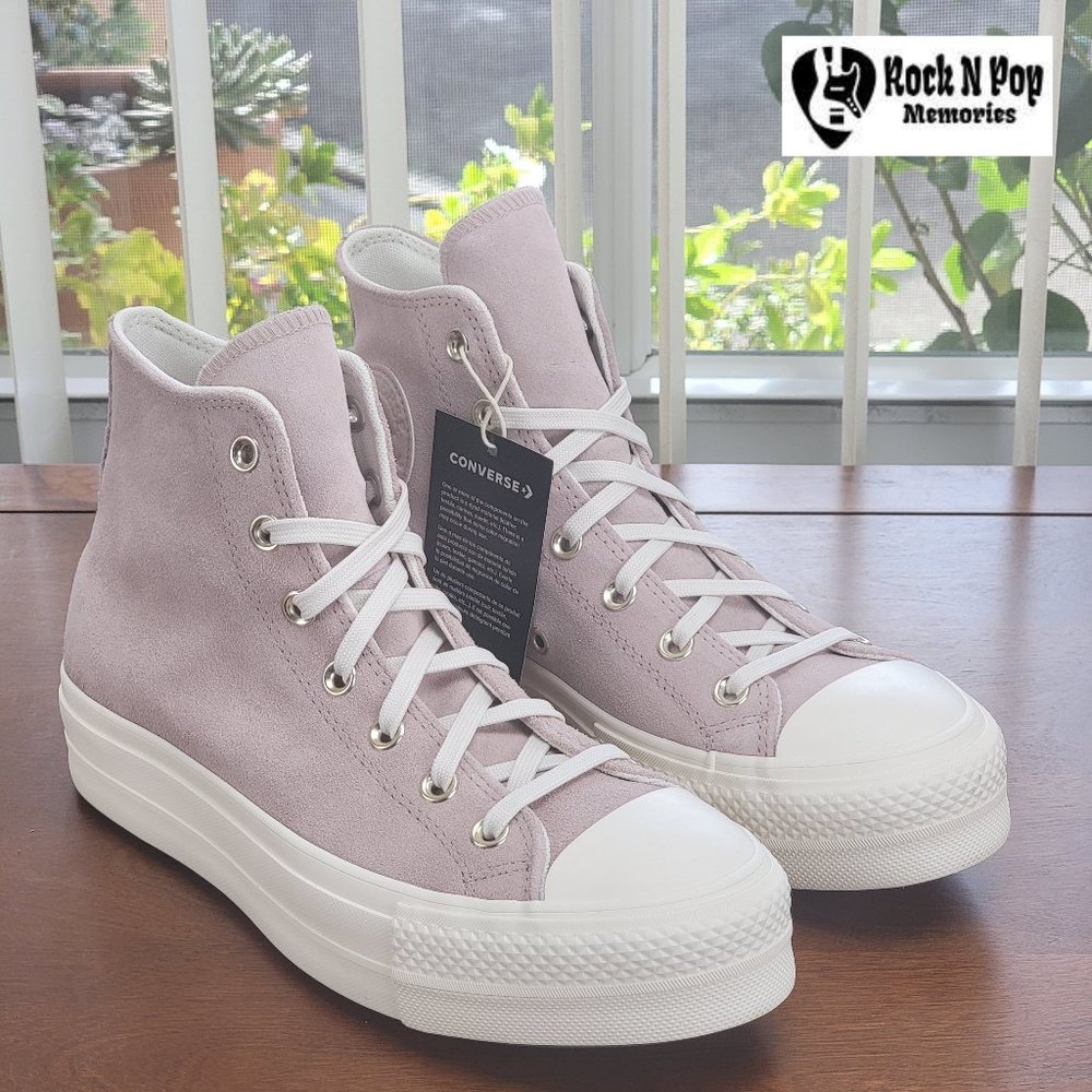 Converse Women's CTAS Lift Hi Platform Suede A03728C Stone Mauve/Egret